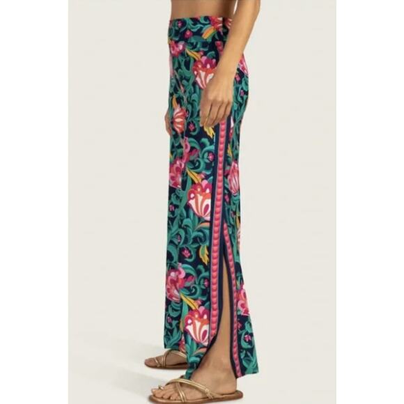 Trina Turk India Garden Swim Jersey High Rise Pant Swim Cover-Up Culottes Large - Picture 3 of 9